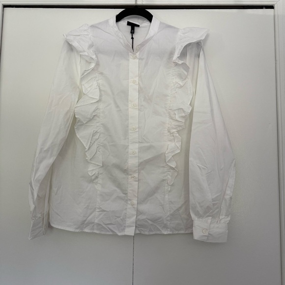 Who What Wear Crisp White Ruffle Blouse - Picture 1 of 6